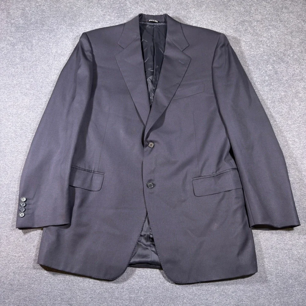 Canali Blazer Men 46R Navy Blue 100% Pure Wool 2 Button Suit Jacket Italy Formal